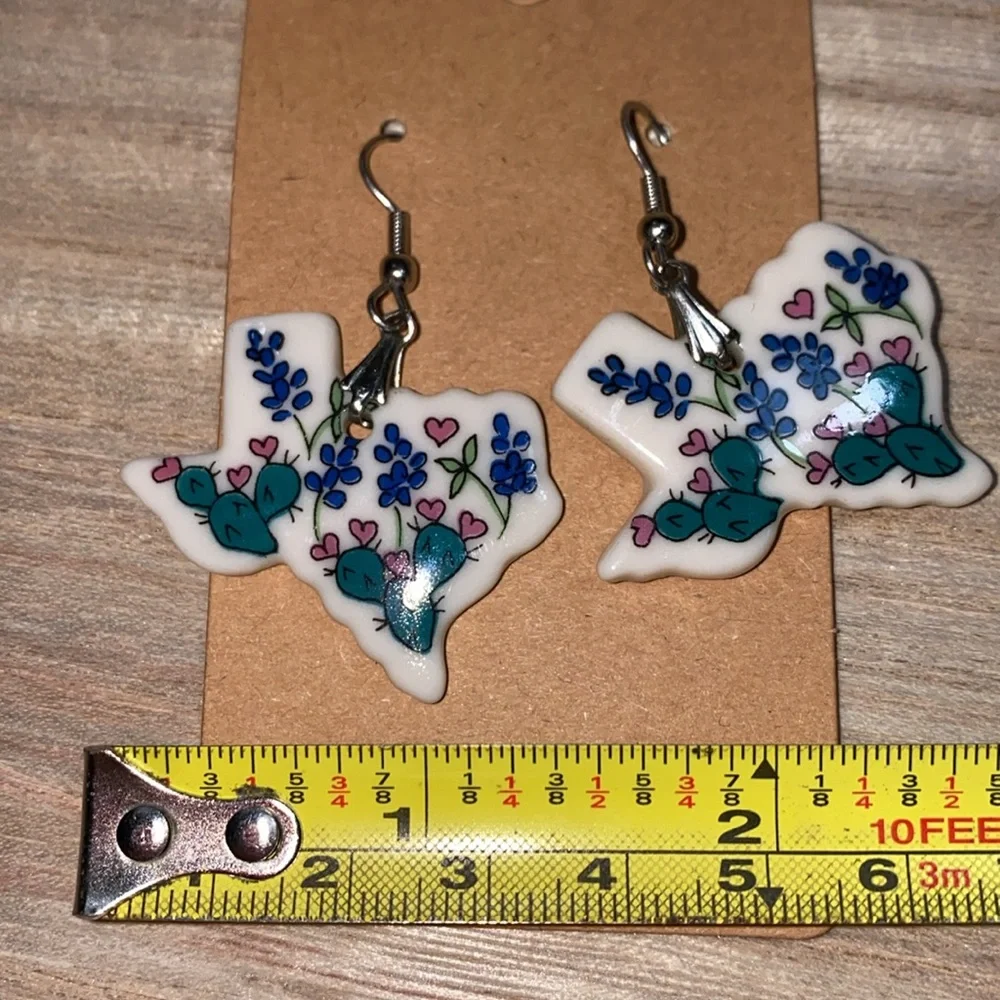Texas shaped earrings. May be glass but I’m not sure. See photo for size - EUC - Picture 4 of 5